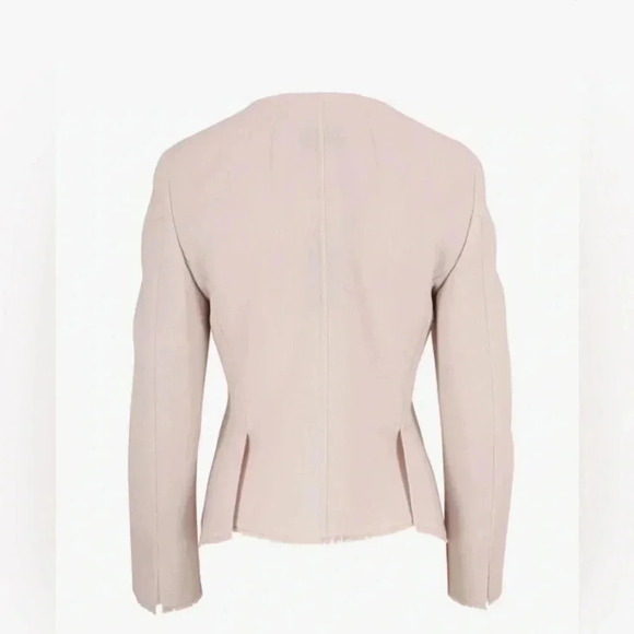 AKRIS Garry Pink Double-Faced Wool Crepe Fringe Jacket Sz 12 - Picture 15 of 16